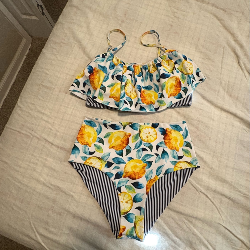 Stripped Lemon Reversible Bikini
